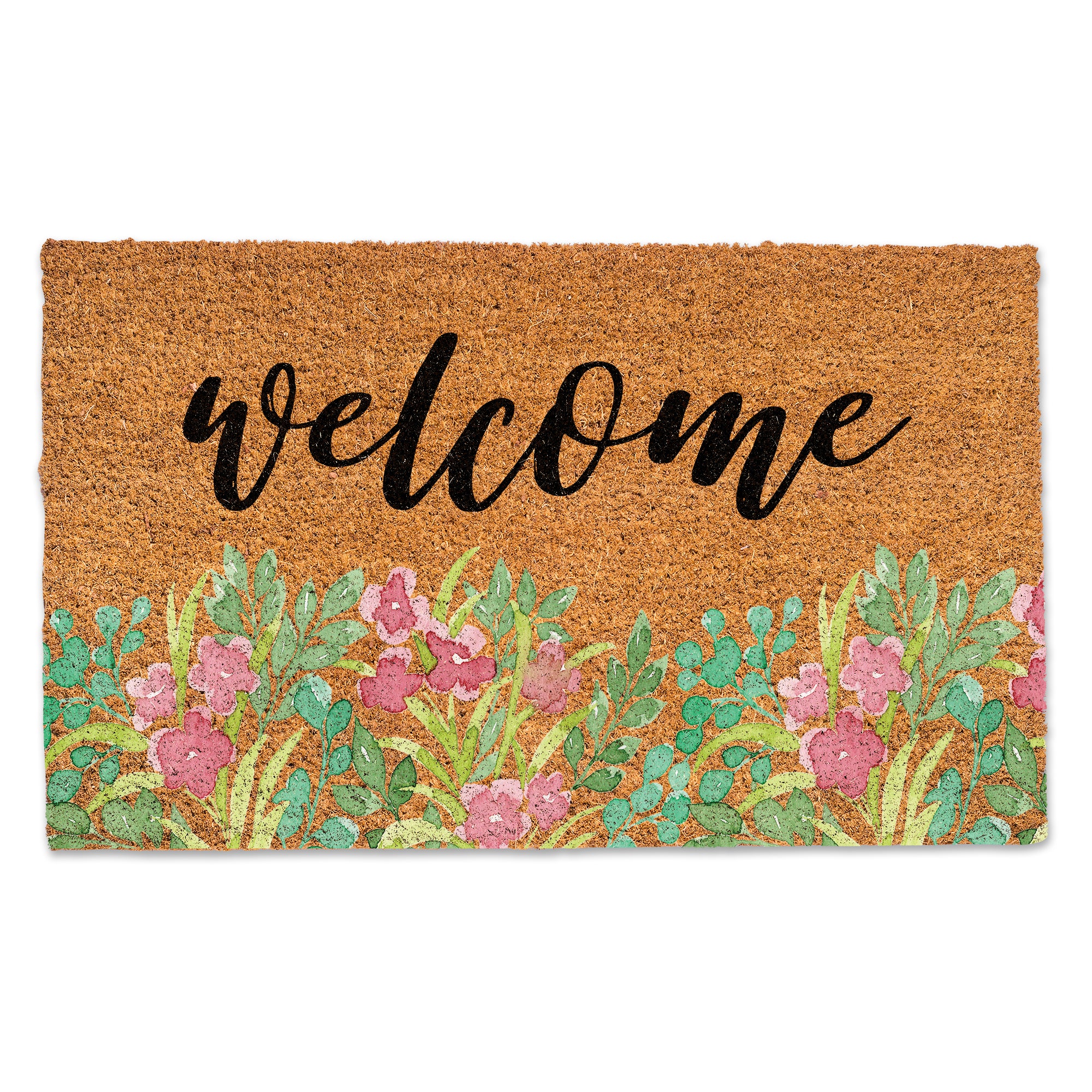 Welcome Watercolor Floral Door Mat