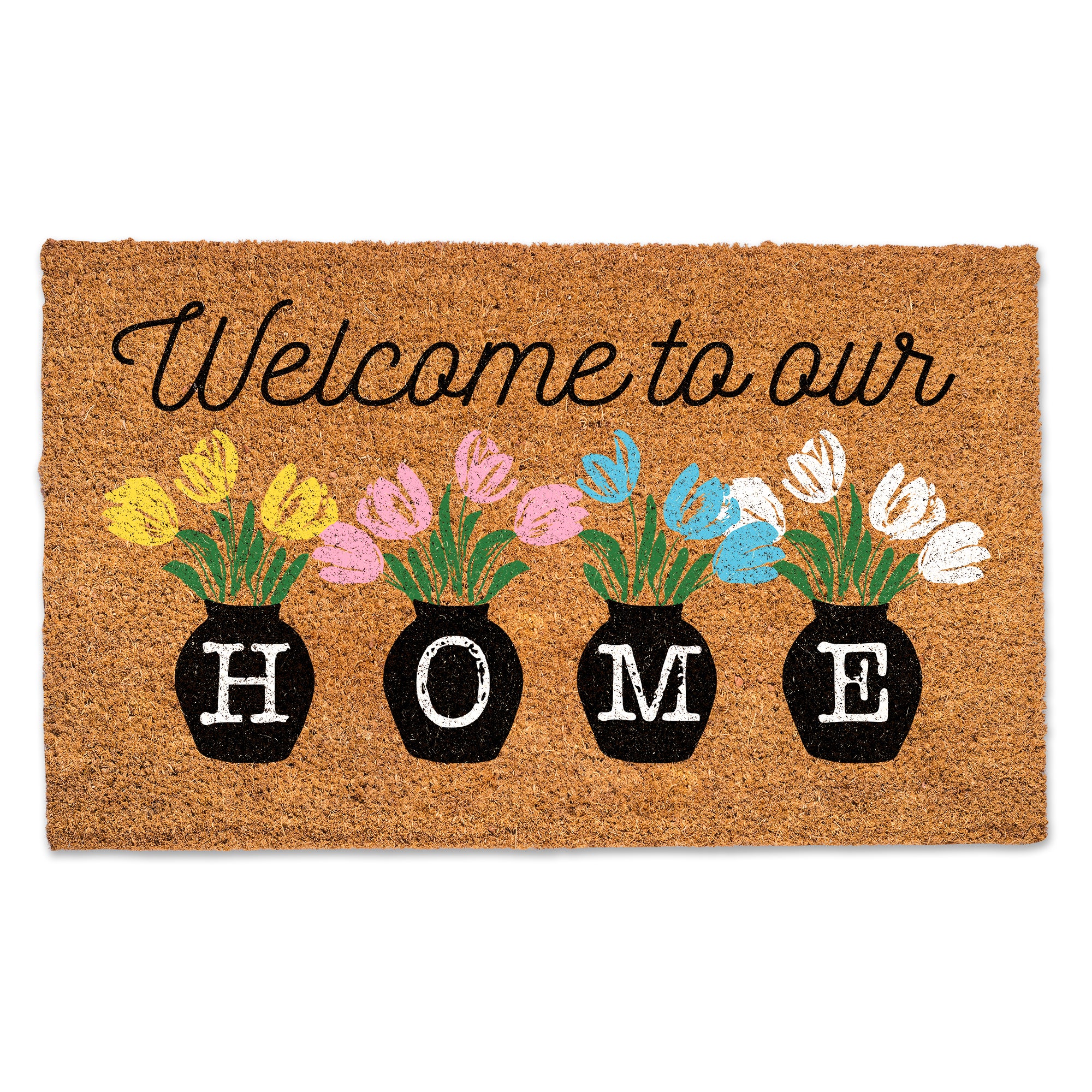 Welcome to Our Home Floral Vases Door Mat
