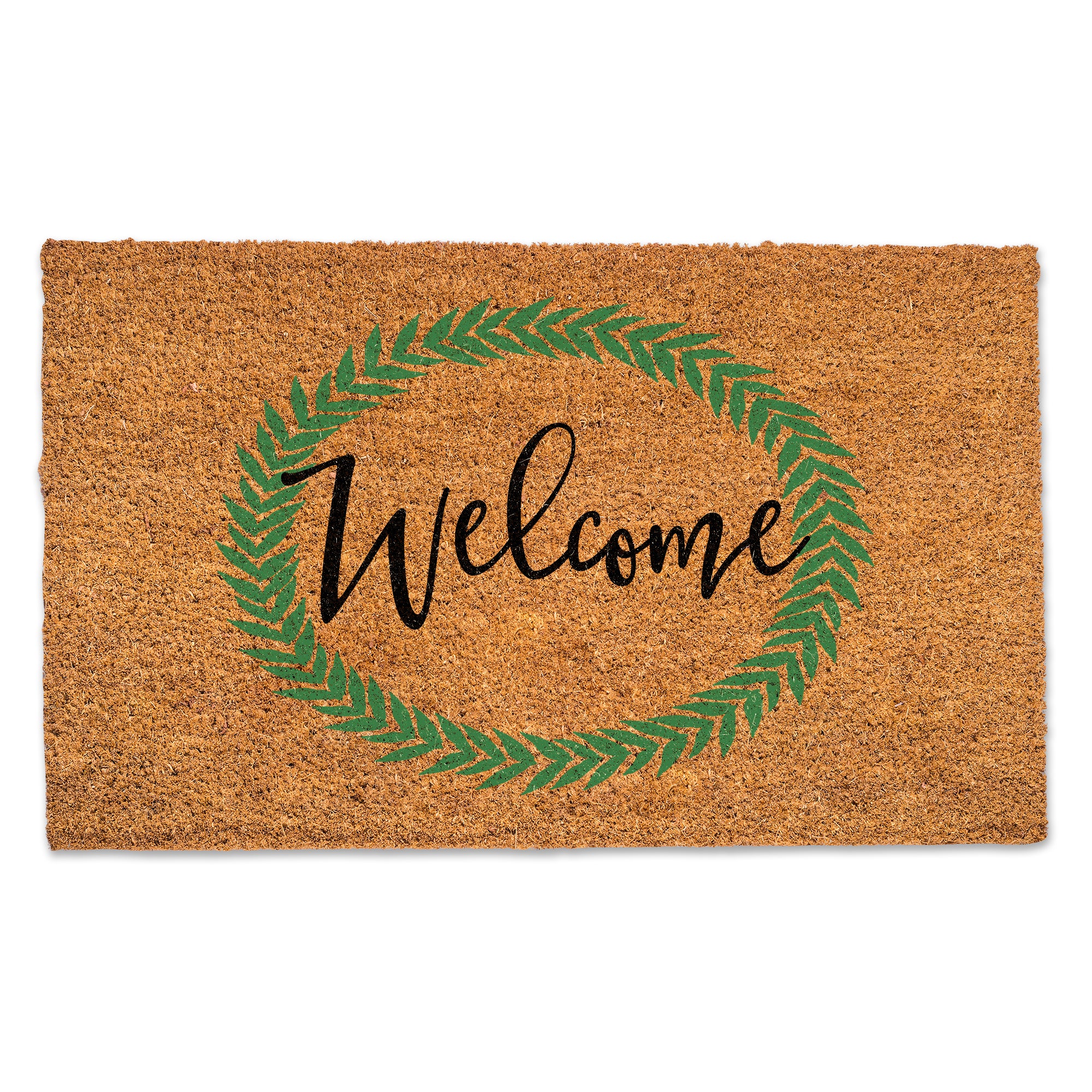 Welcome Green Laurel Door Mat