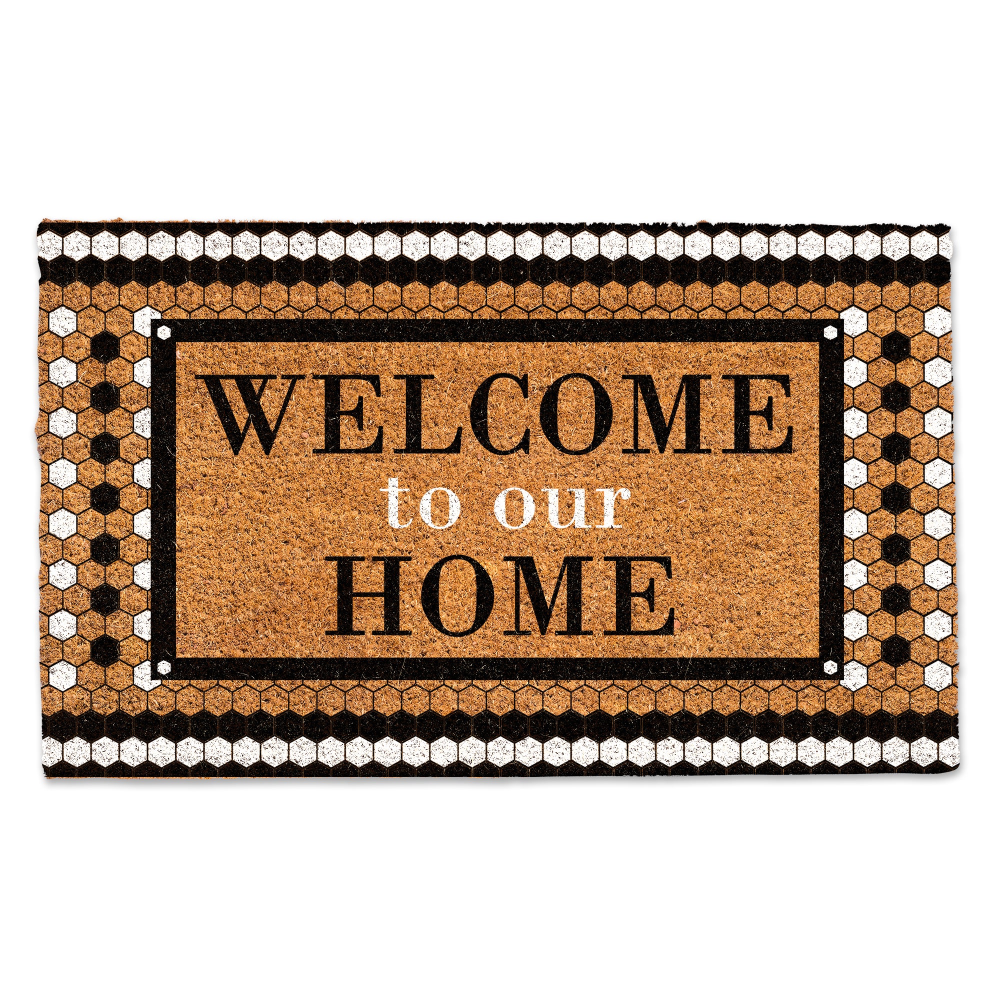 Welcome to Our Home Black and White Door Mat