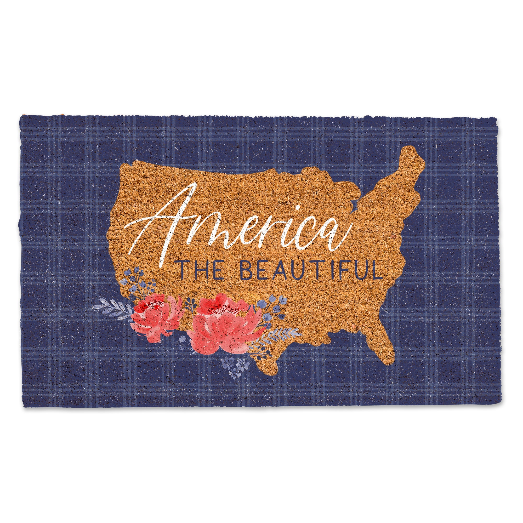 America the Beautiful Plaid Door Mat