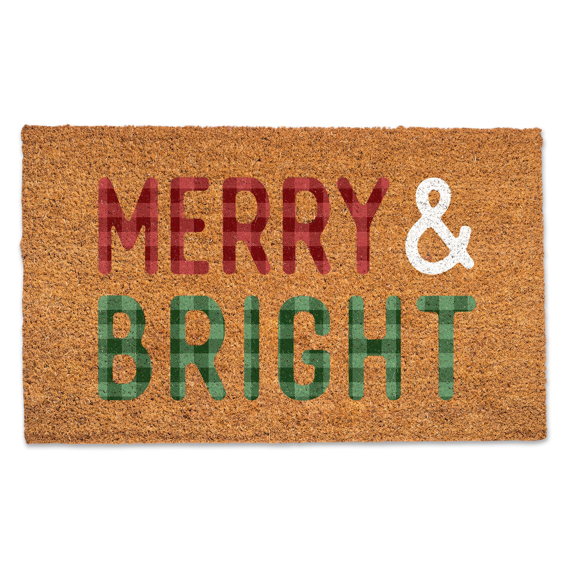 Merry and Bright Check Door Mat