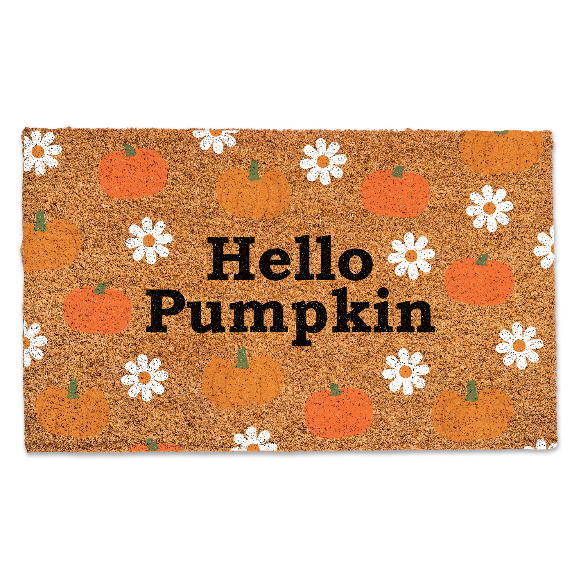 Hello Pumpkin Daisy Pattern Door Mat