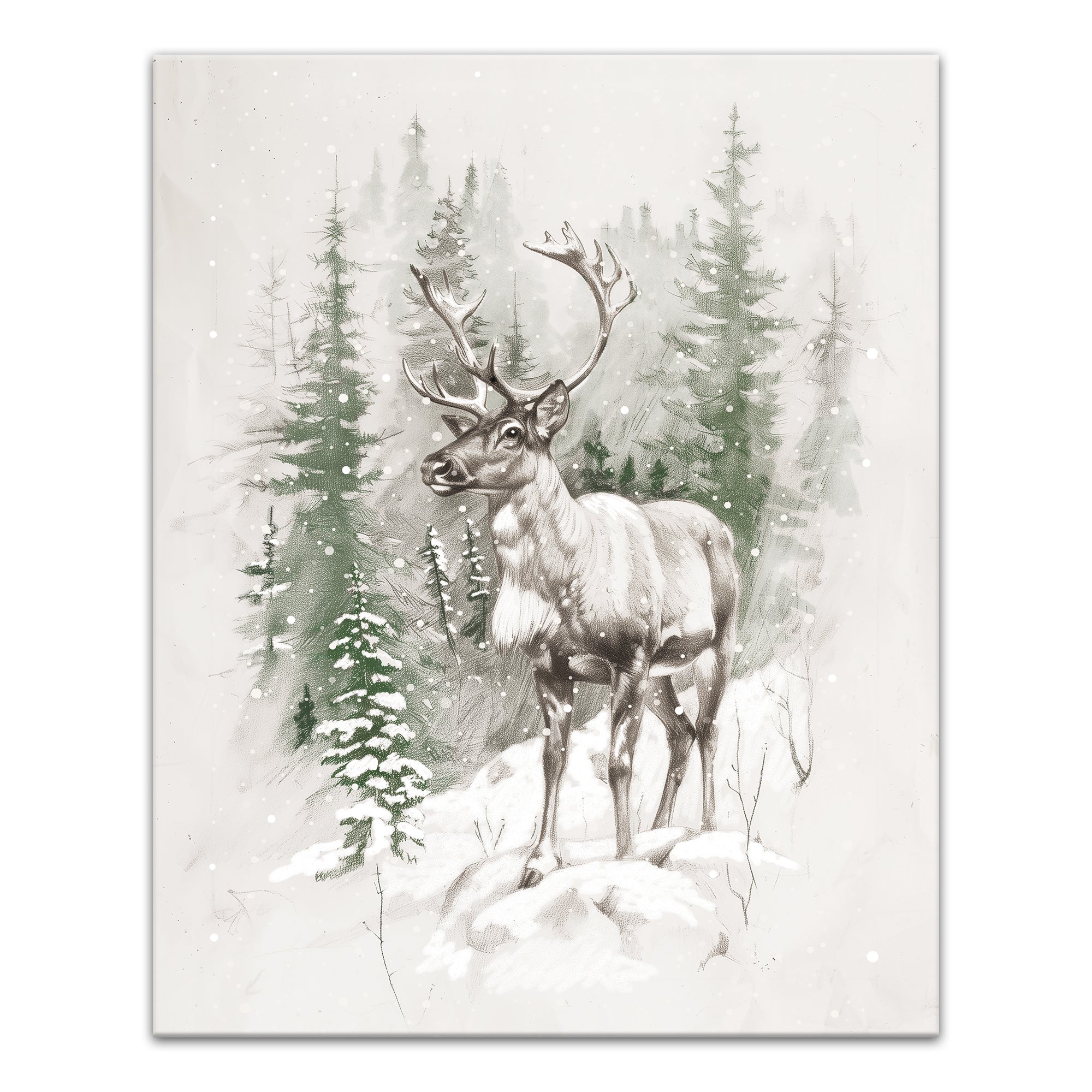 Winter Reindeer 16 x 20 Canvas Wall Art