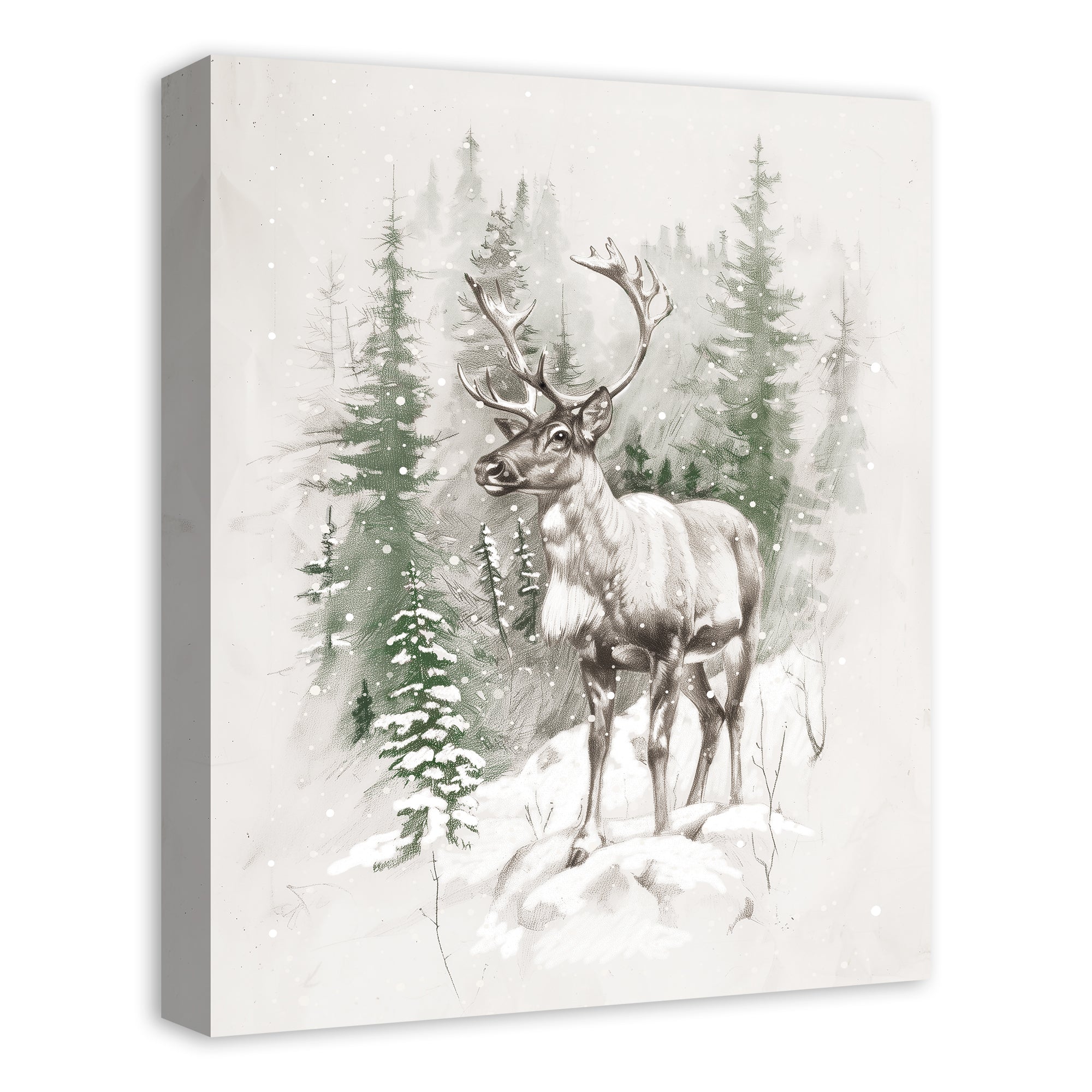 Winter Reindeer 16 x 20 Canvas Wall Art