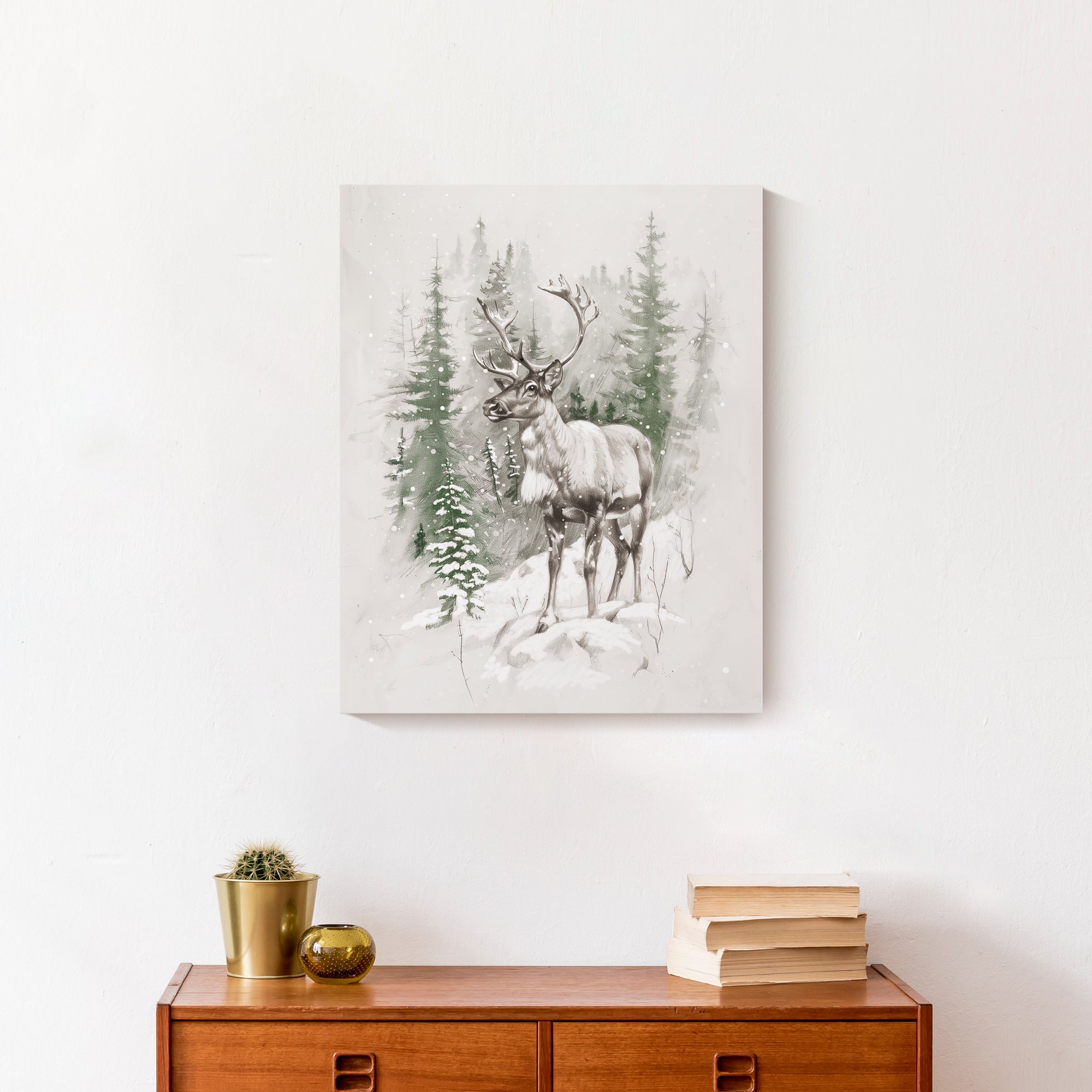 Winter Reindeer 16 x 20 Canvas Wall Art