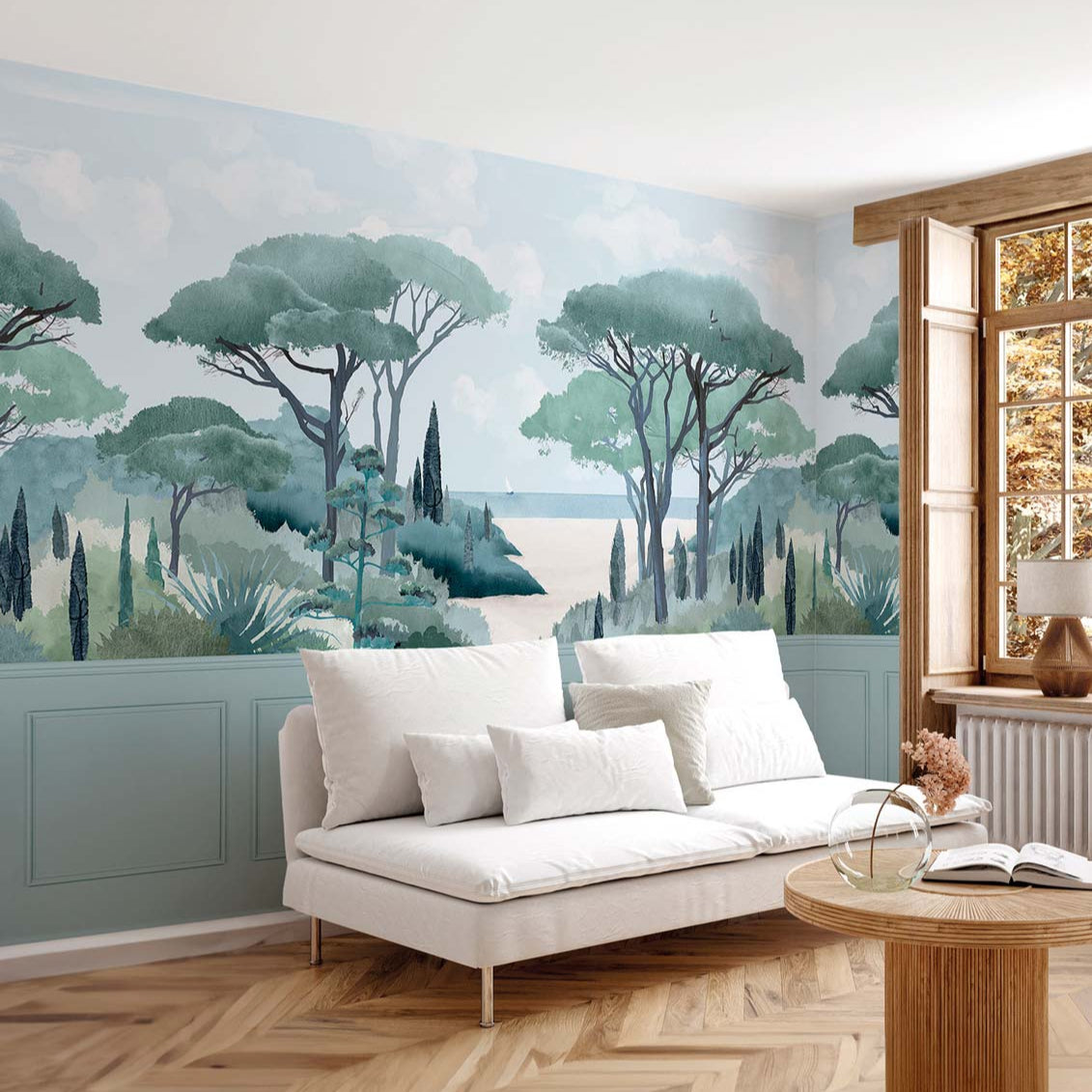 #color_Blue Green with Turquoise Wainscoting