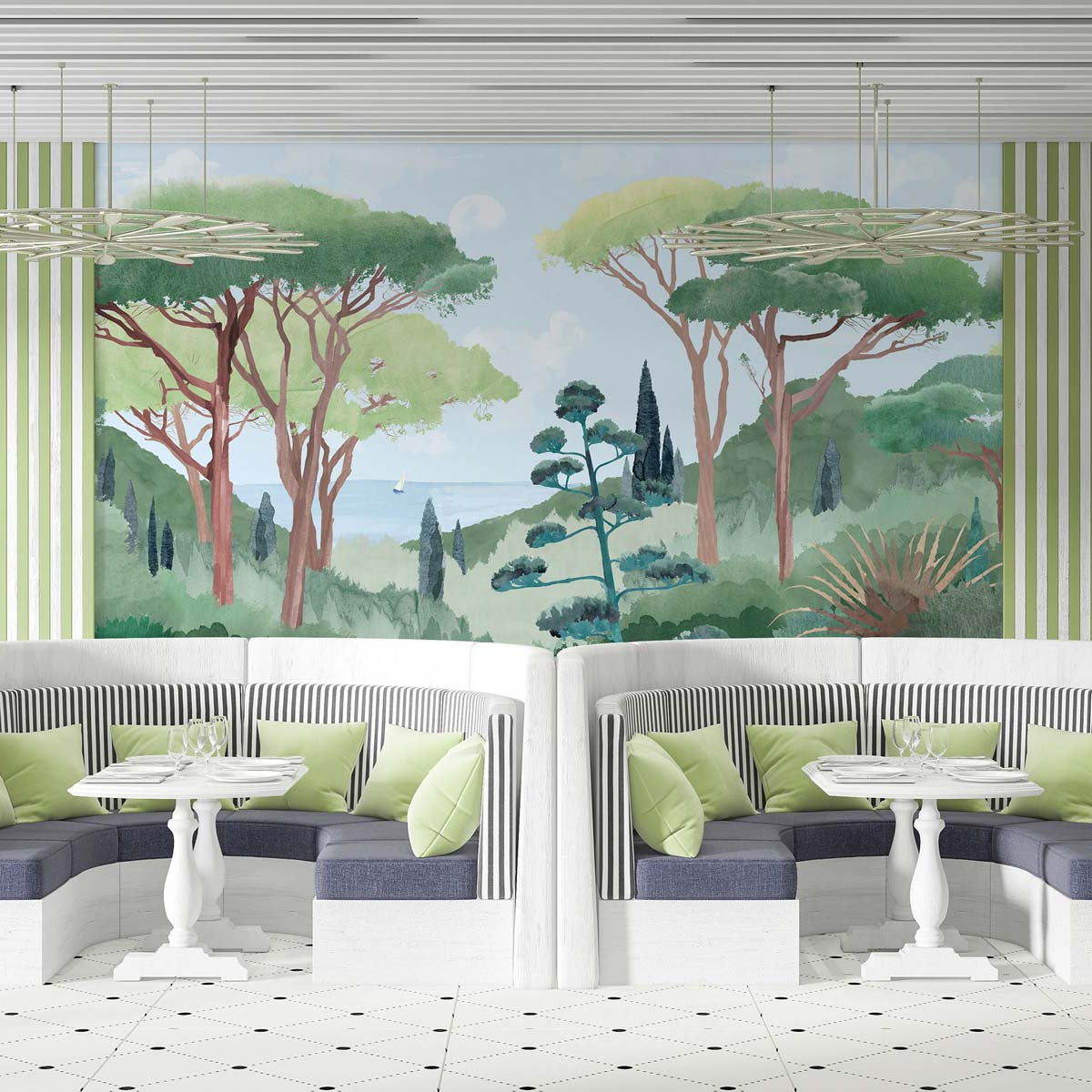Tuscany Watercolor Wall Mural