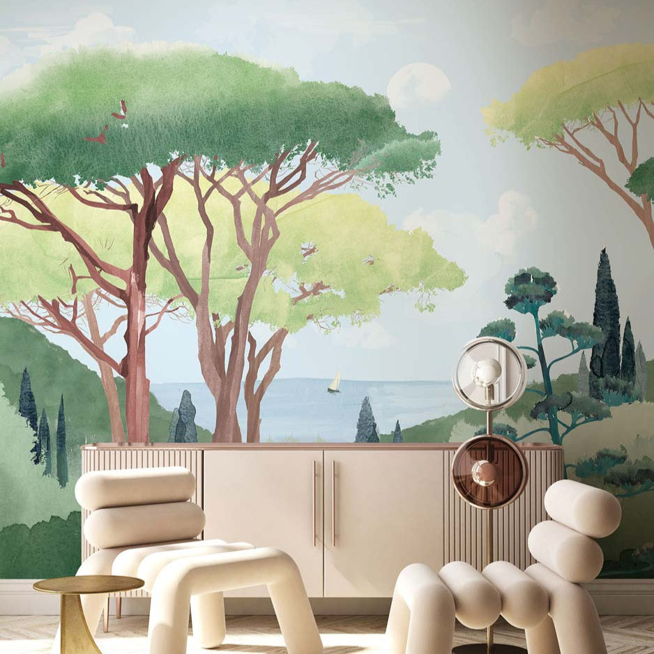 Tuscany Watercolor Wall Mural
