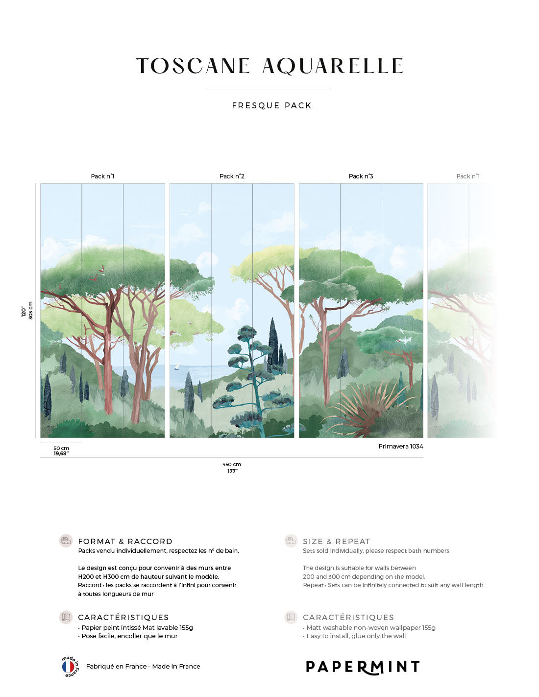 Tuscany Watercolor Wall Mural