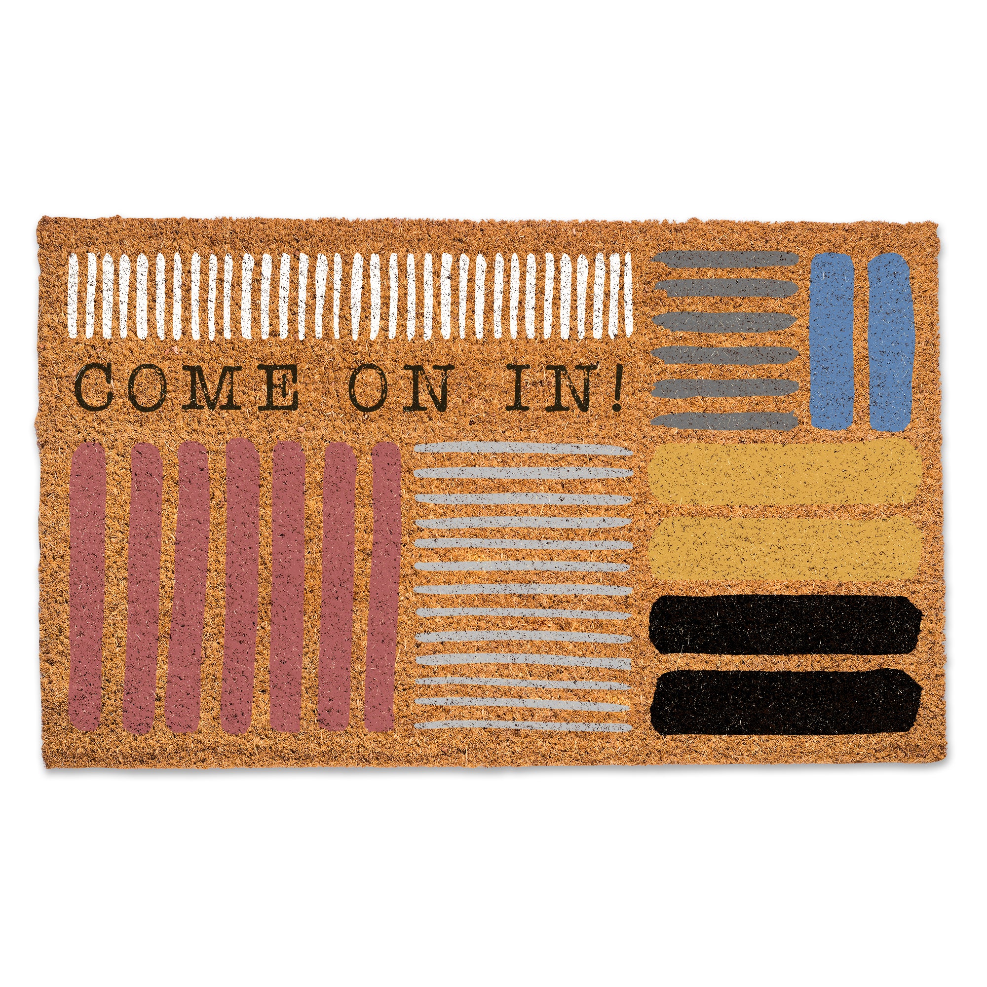Come on In Colored Stripes Door Mat