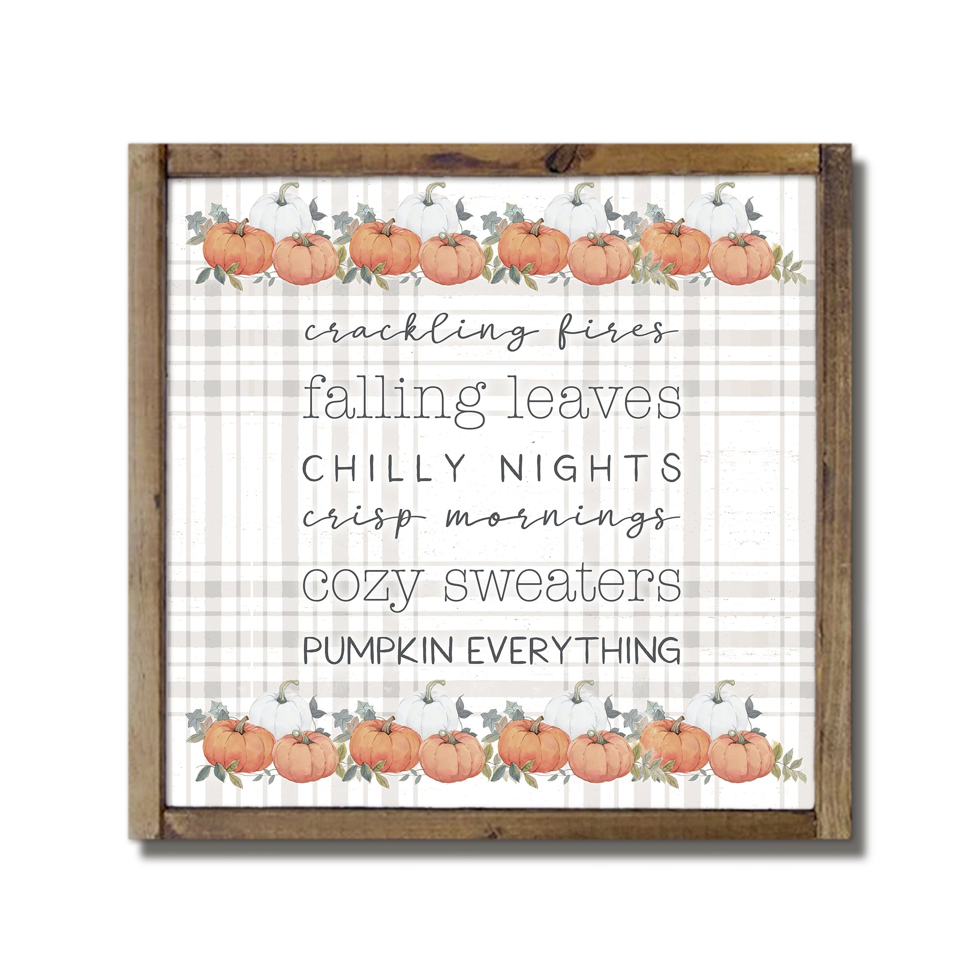 Plaid Fall Things Framed Wood Plaque