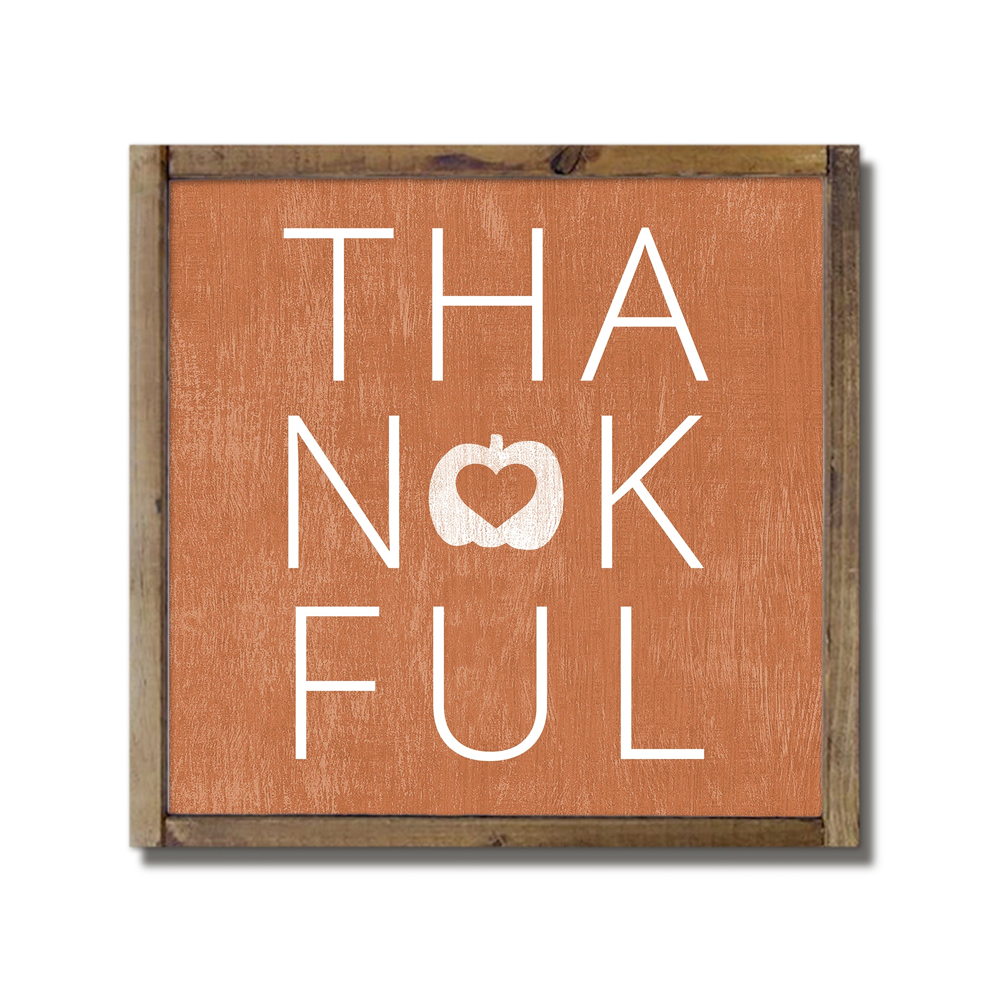 Thankful Pumpkin Icon Framed Wood Plaque