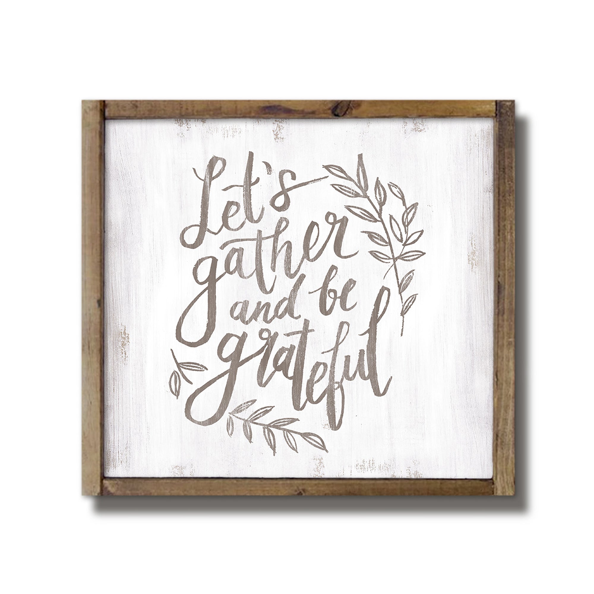 Let's Gather and Be Grateful Framed Wood Plaque
