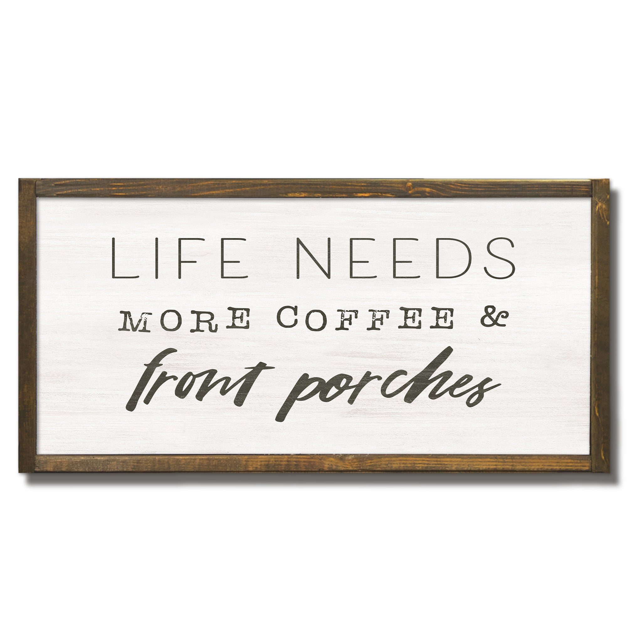 More Coffee and Front Porches Framed Wood Plaque