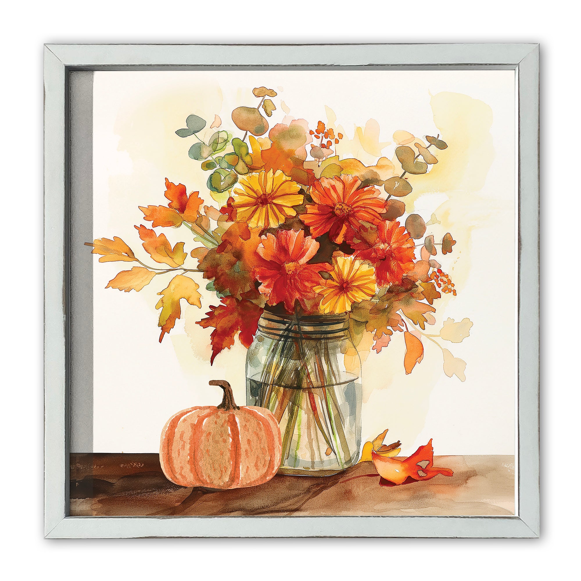 Watercolor Autumn Still Life White Framed Print