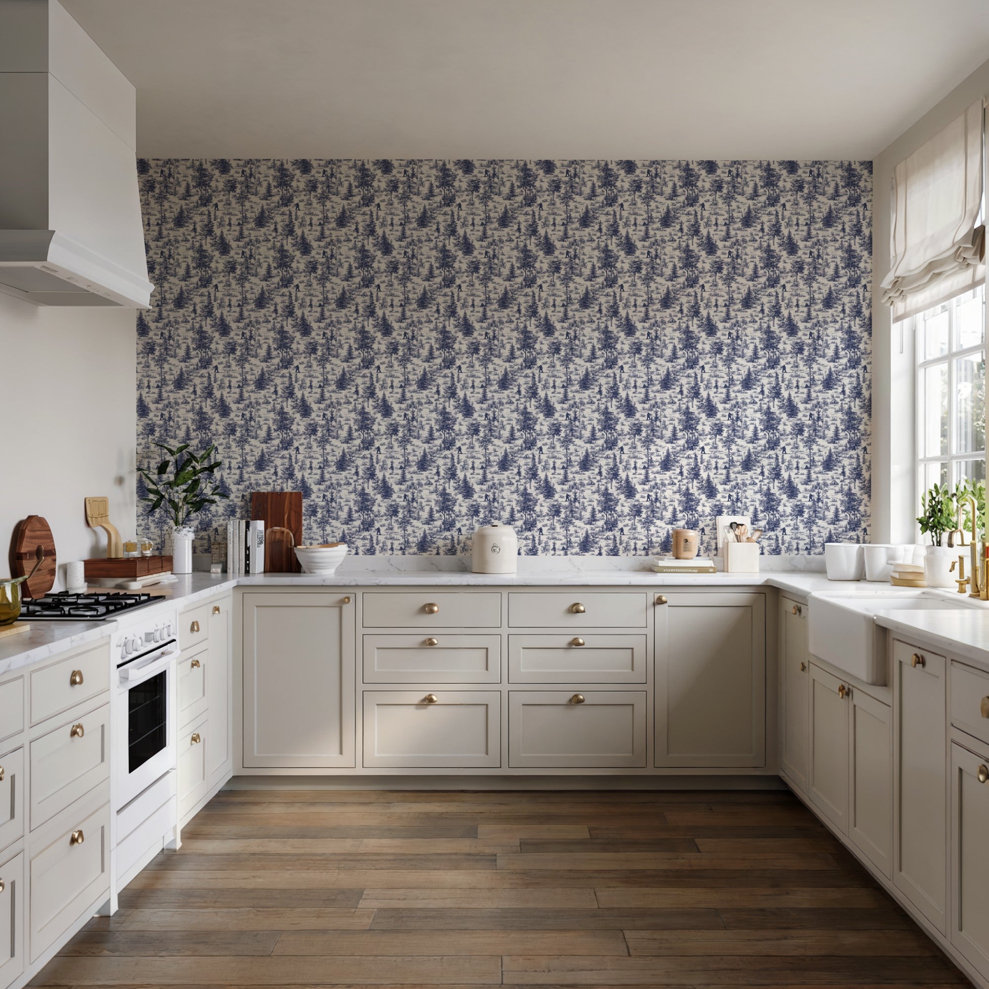 Bigfoot Novelty Toile Peel and Stick Wallpaper | Veer Decor