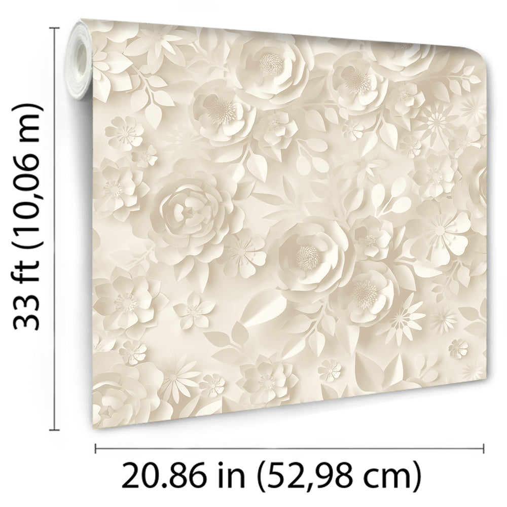 Paper Flowers Wallpaper | Removable Designer Wallpaper | Veer Decor