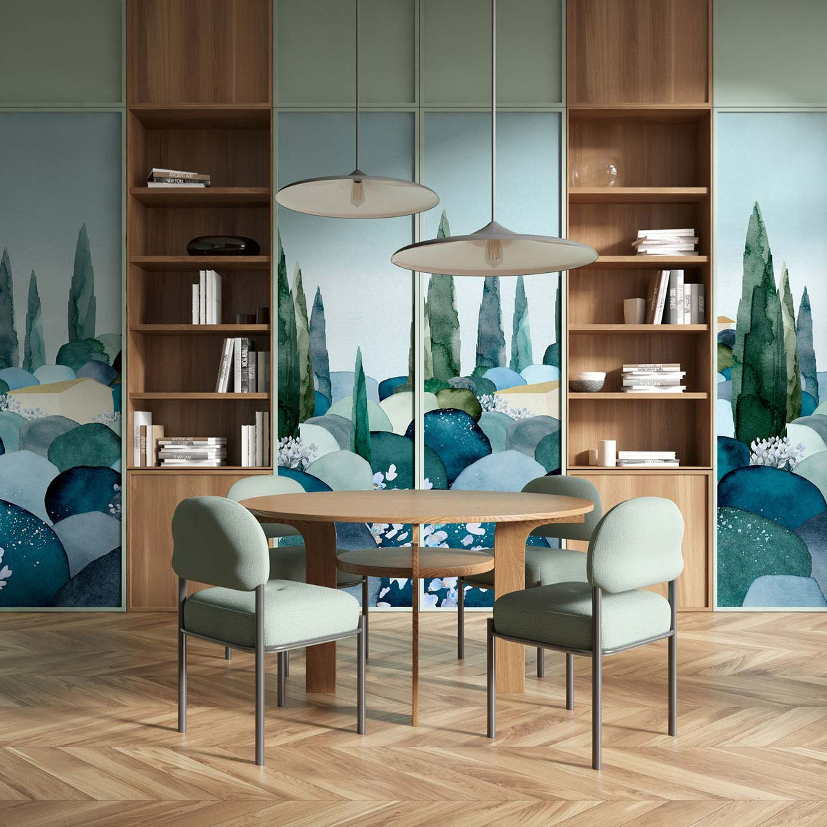 Cypresses Wall Mural