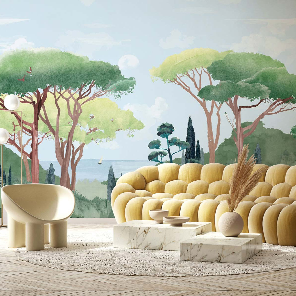 Tuscany Watercolor Wall Mural