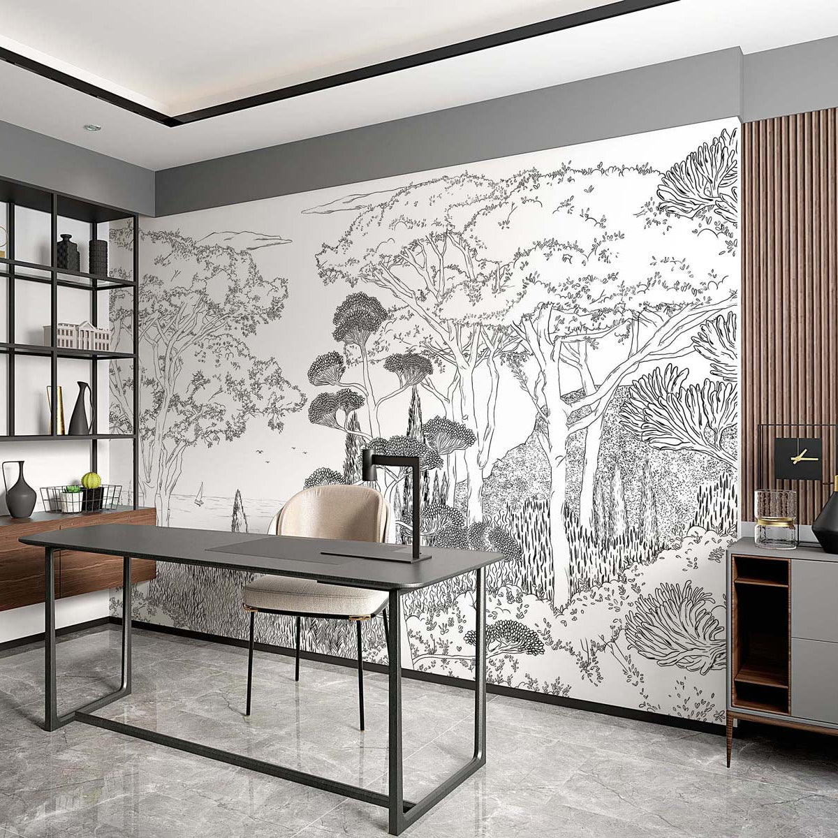 Tuscany Line Wall Mural | Designer Wall Murals | Veer Decor